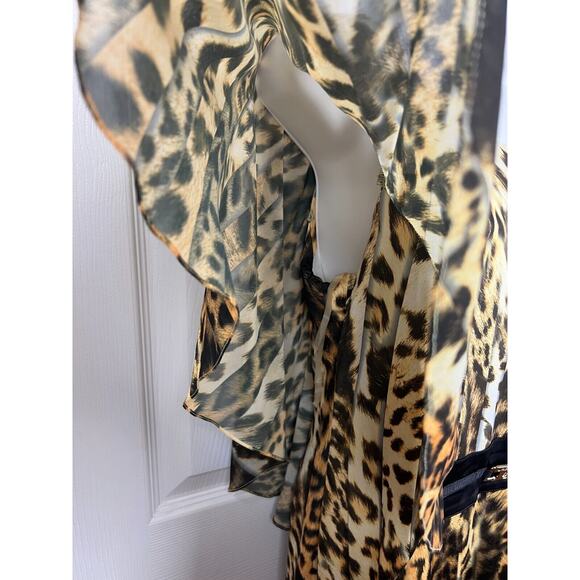 LASAGRADA Leopard Animal Print Flutter Sleeve Belted Pleated Dress EU 44 US 8 - Picture 10 of 12